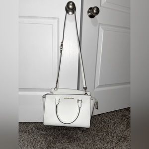 MK white cross body purse